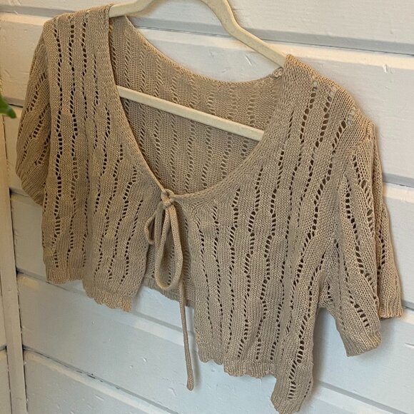 Crochet Tie Front Sweater - Picture 1 of 4